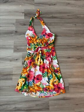 Boston Proper 8 Pink Floral Halter Mini Dress